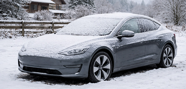 Elektroauto steht im Winter mehrere Tage geparkt bei kalten Temperaturen.