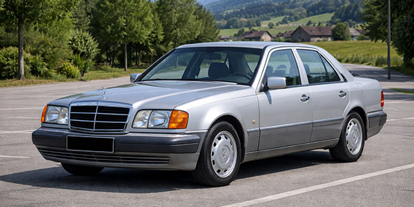 Mercedes W124 300D aus den 90er Jahren mit markanter Linienführung als beliebter Diesel‑Oldtimer.
